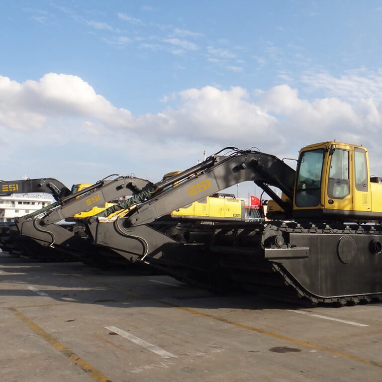 ESI amphibious excavator at sea port